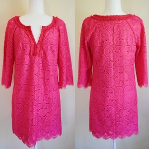 Trina Turk Jubilee Lace Cocktail Dress Hot Pink 4
